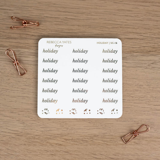 HOLIDAY - FOILED SCRIPT STICKERS - Rebecca Yates