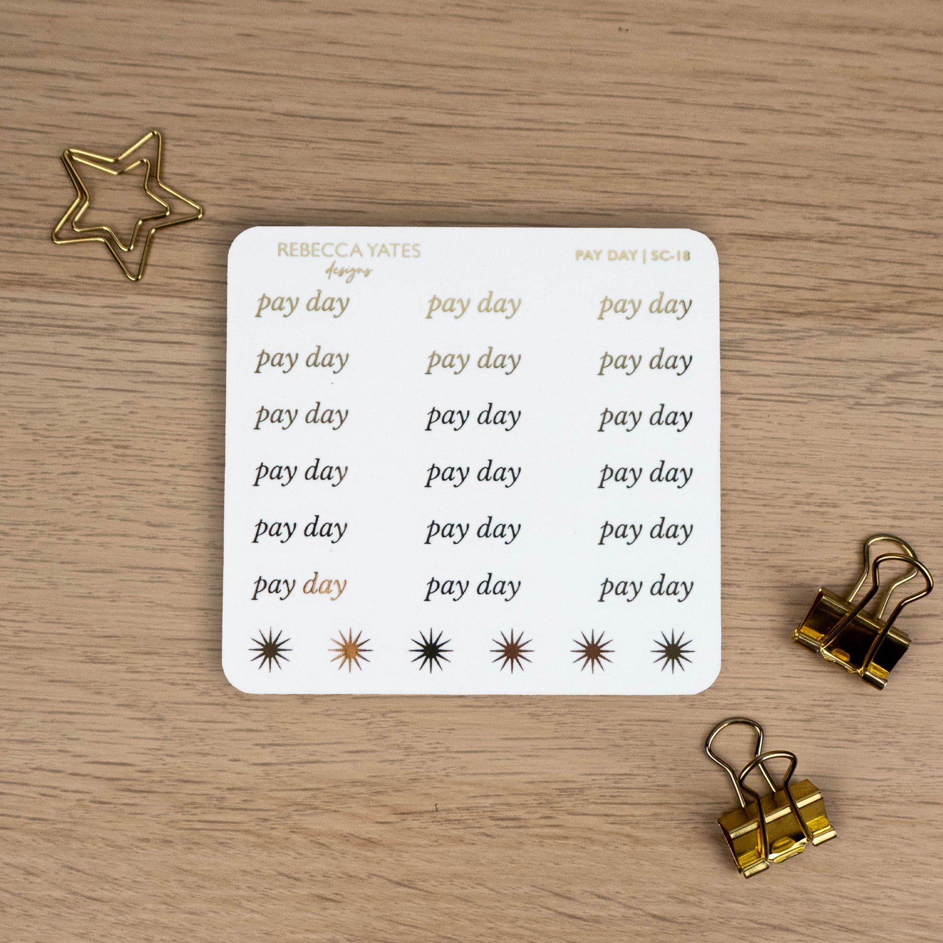 PAY DAY - FOILED SCRIPT STICKERS - Rebecca Yates