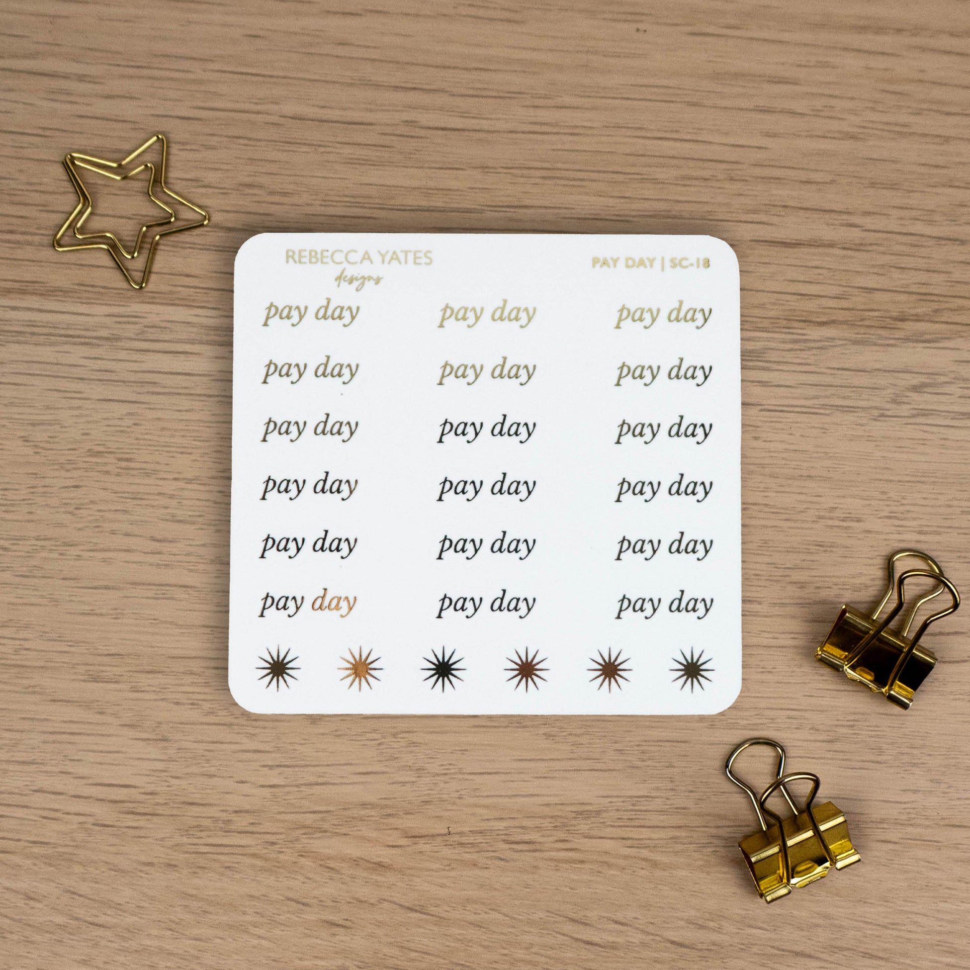 PAY DAY - FOILED SCRIPT STICKERS - Rebecca Yates