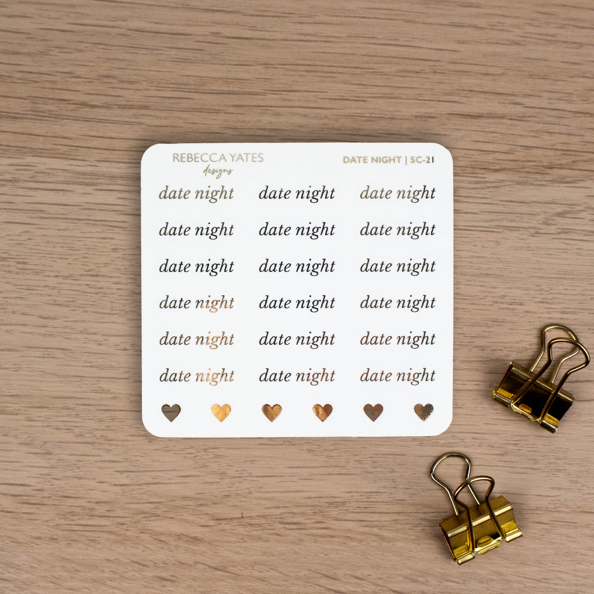 DATE NIGHT - FOILED SCRIPT STICKERS - Rebecca Yates