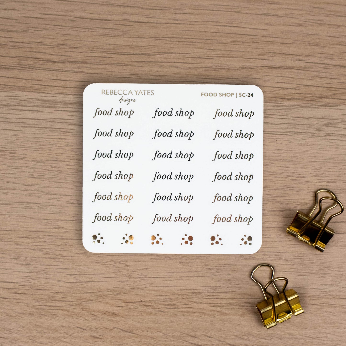 FOOD SHOP - FOILED SCRIPT STICKERS - Rebecca Yates