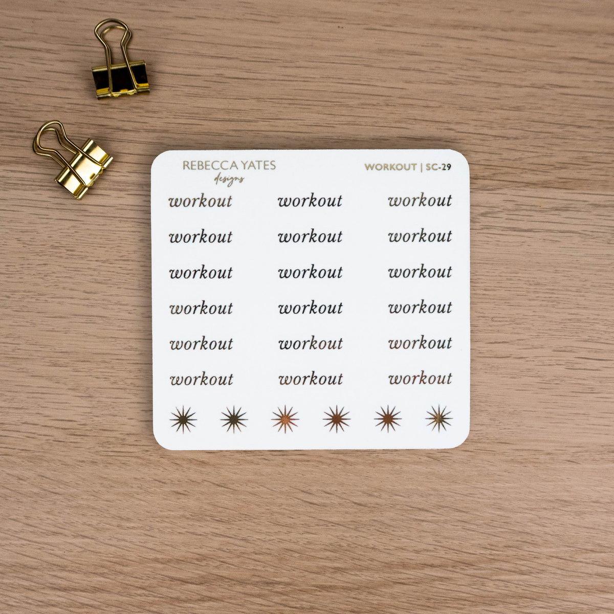WORKOUT - FOILED SCRIPT STICKERS - Rebecca Yates