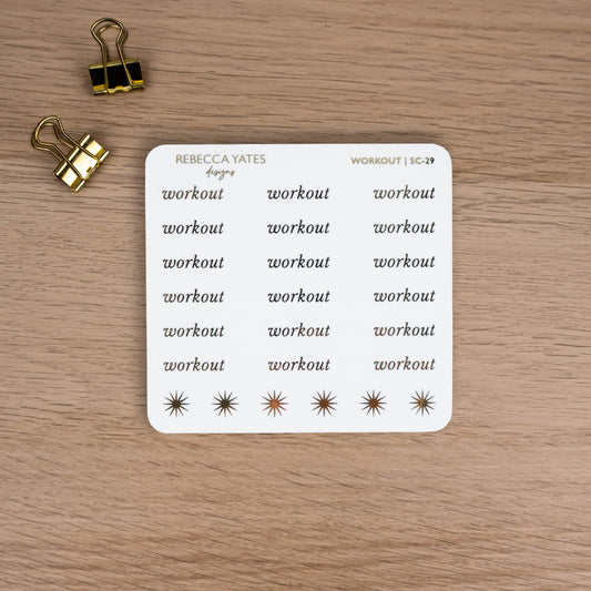 WORKOUT - FOILED SCRIPT STICKERS - Rebecca Yates