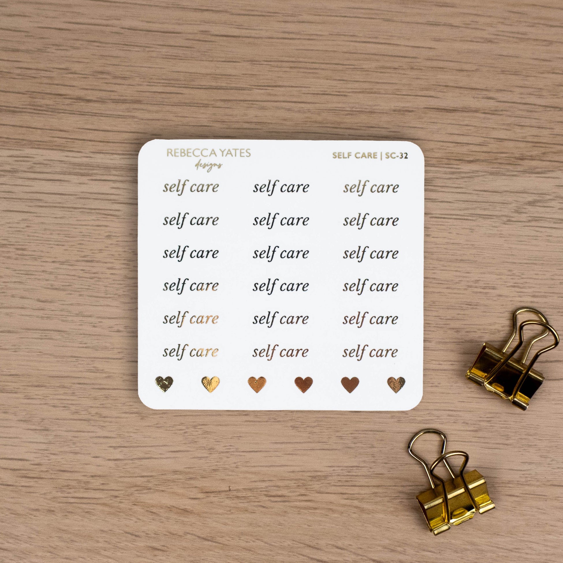 SELF CARE - FOILED SCRIPT STICKERS - Rebecca Yates