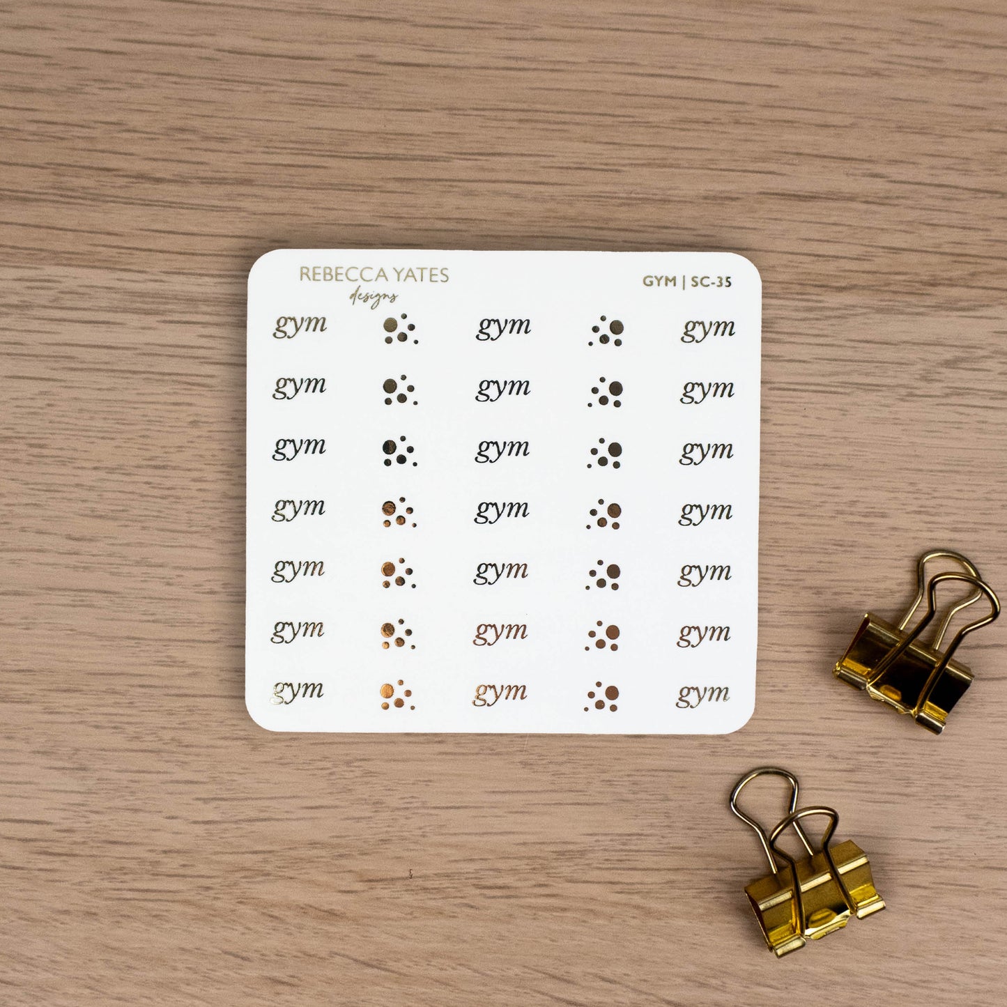 GYM - FOILED SCRIPT STICKERS - Rebecca Yates