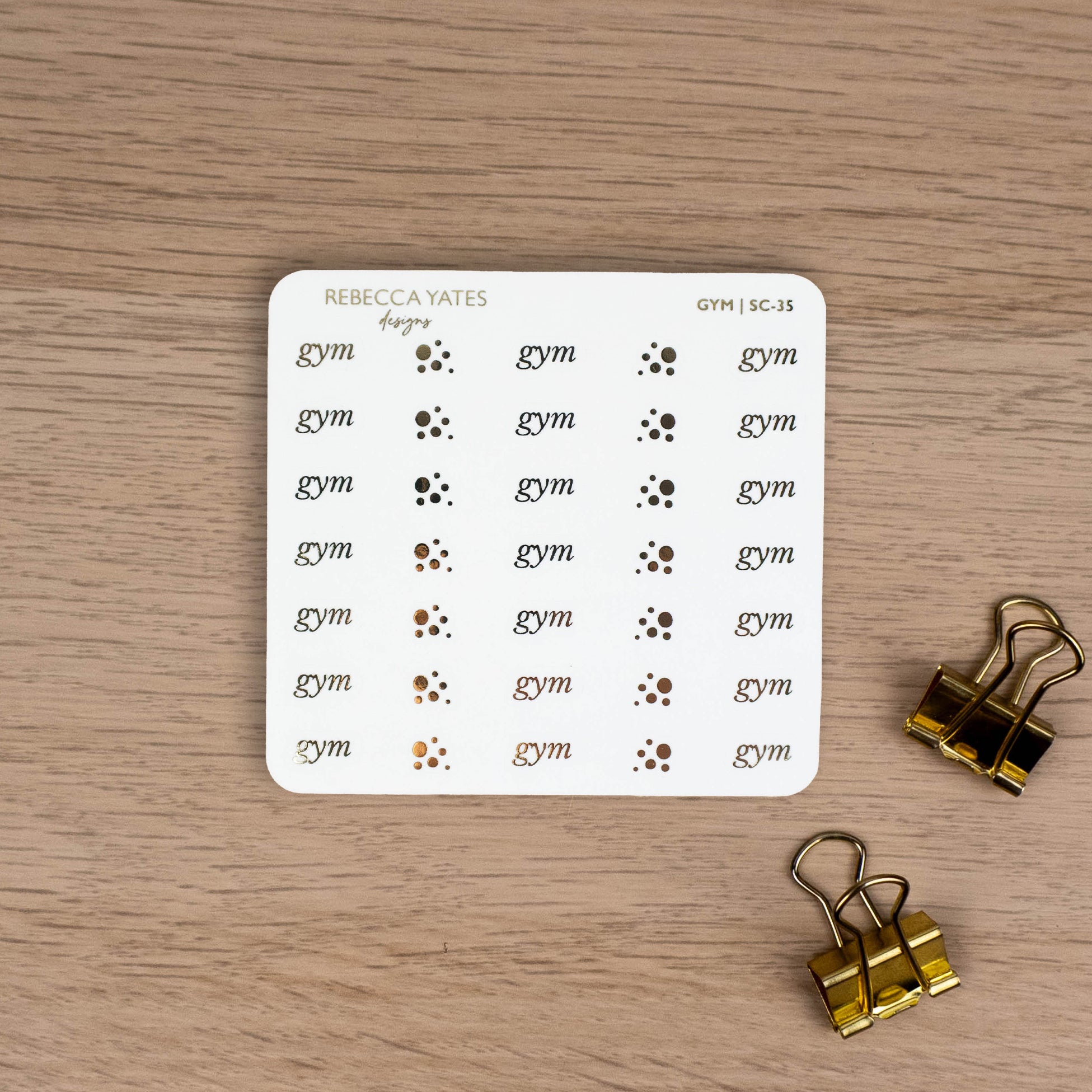 GYM - FOILED SCRIPT STICKERS - Rebecca Yates