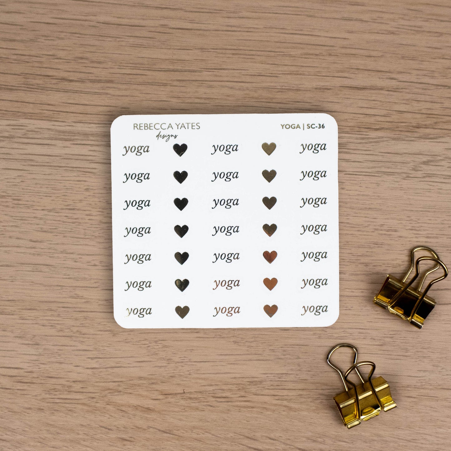 YOGA - FOILED SCRIPT STICKERS - Rebecca Yates