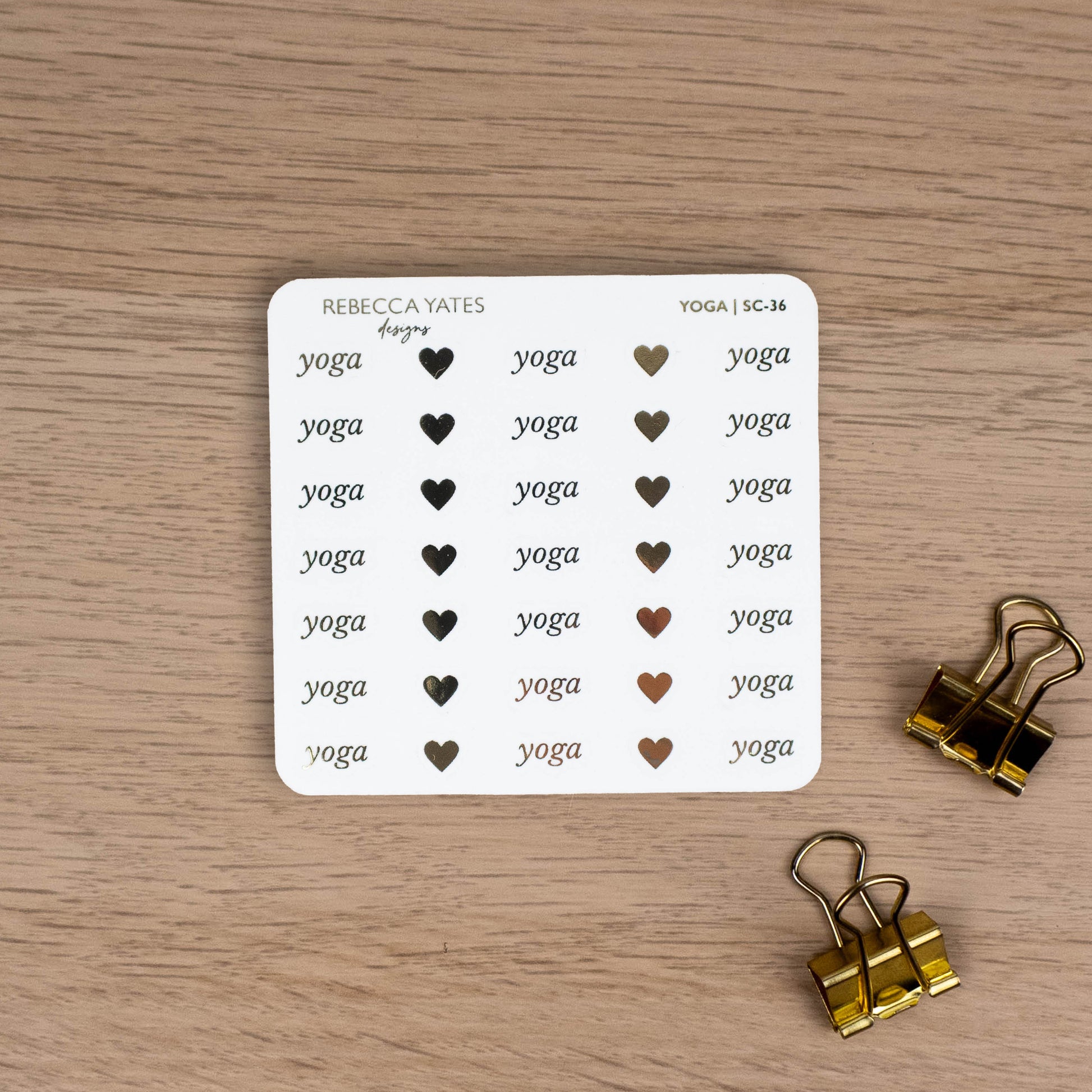 YOGA - FOILED SCRIPT STICKERS - Rebecca Yates