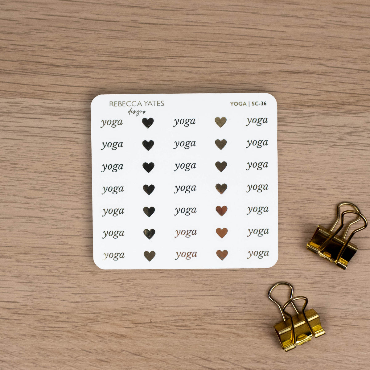 YOGA - FOILED SCRIPT STICKERS - Rebecca Yates