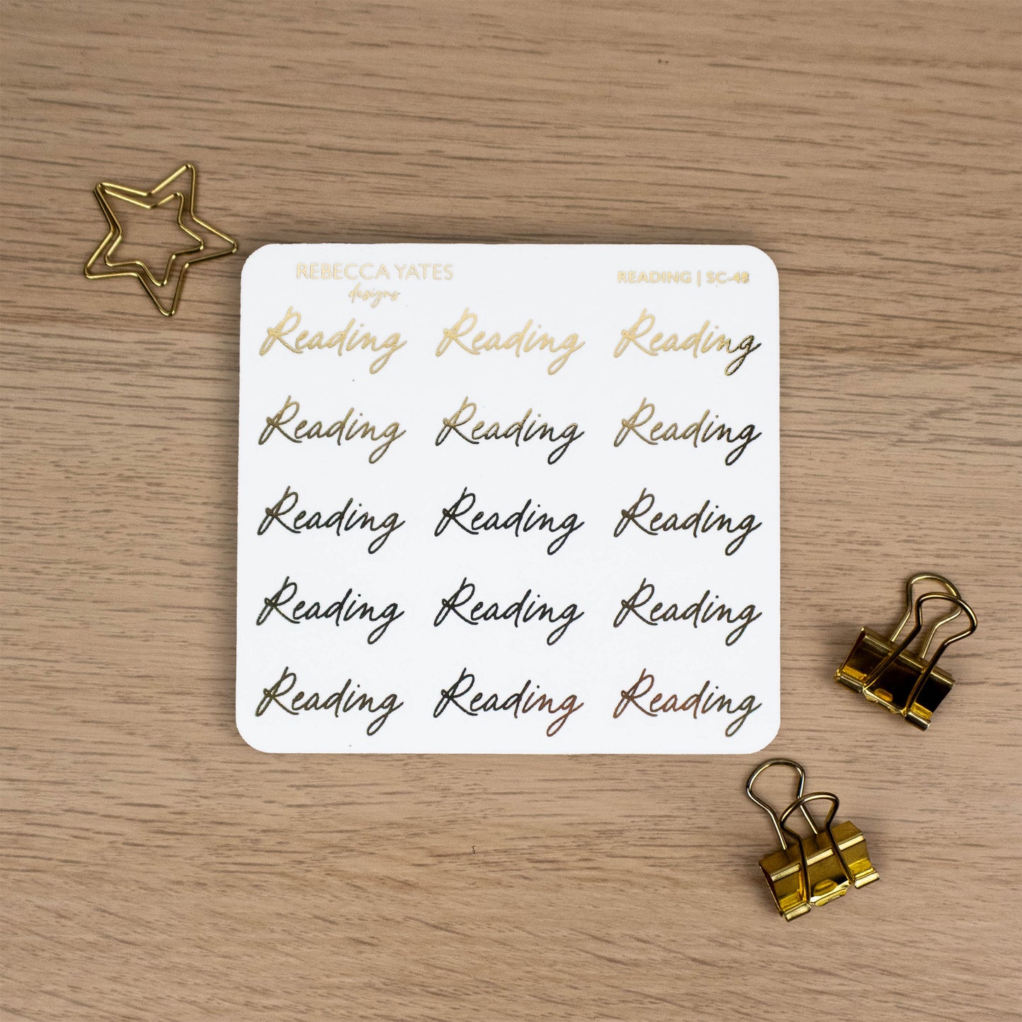 READING - FOILED SCRIPT STICKERS