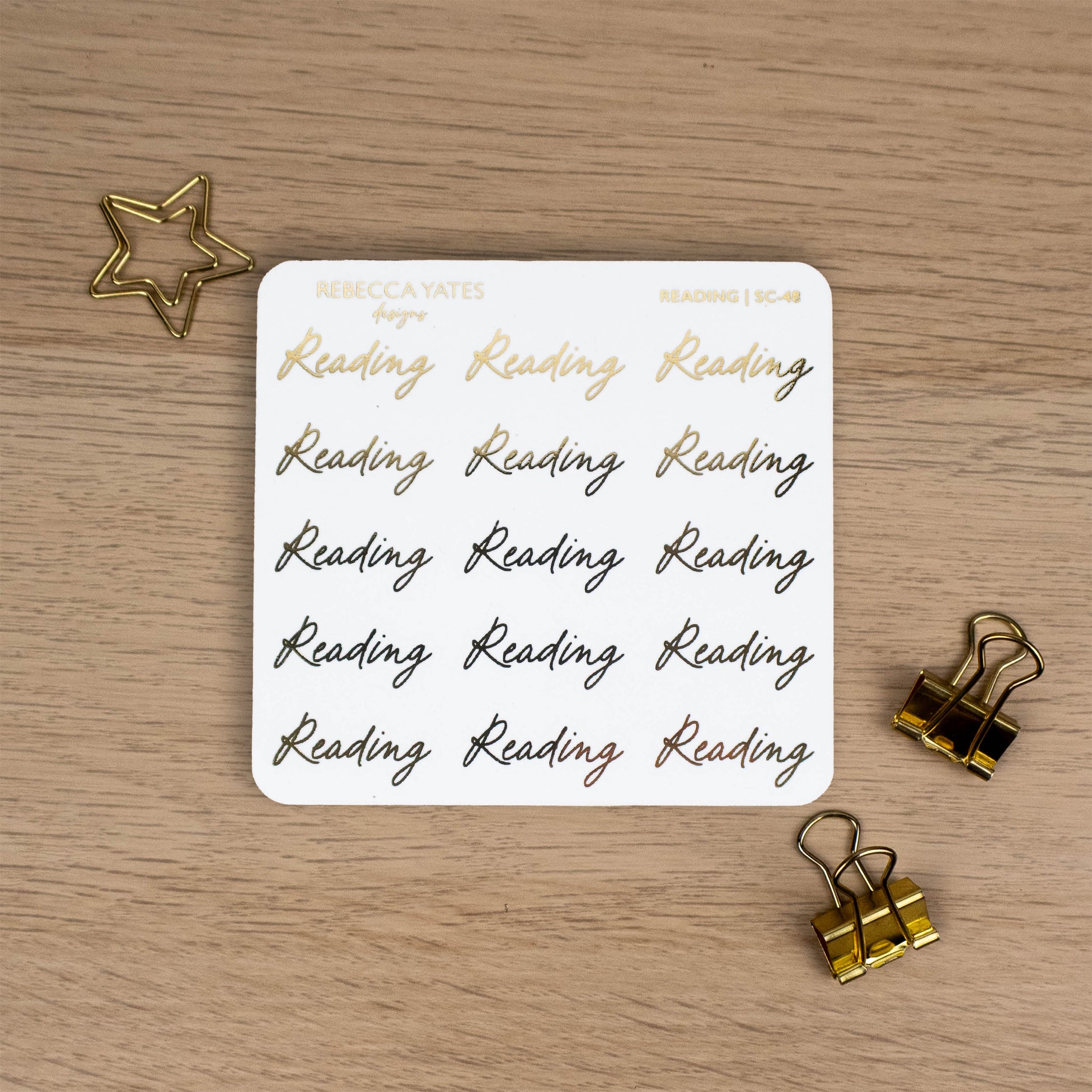 READING - FOILED SCRIPT STICKERS