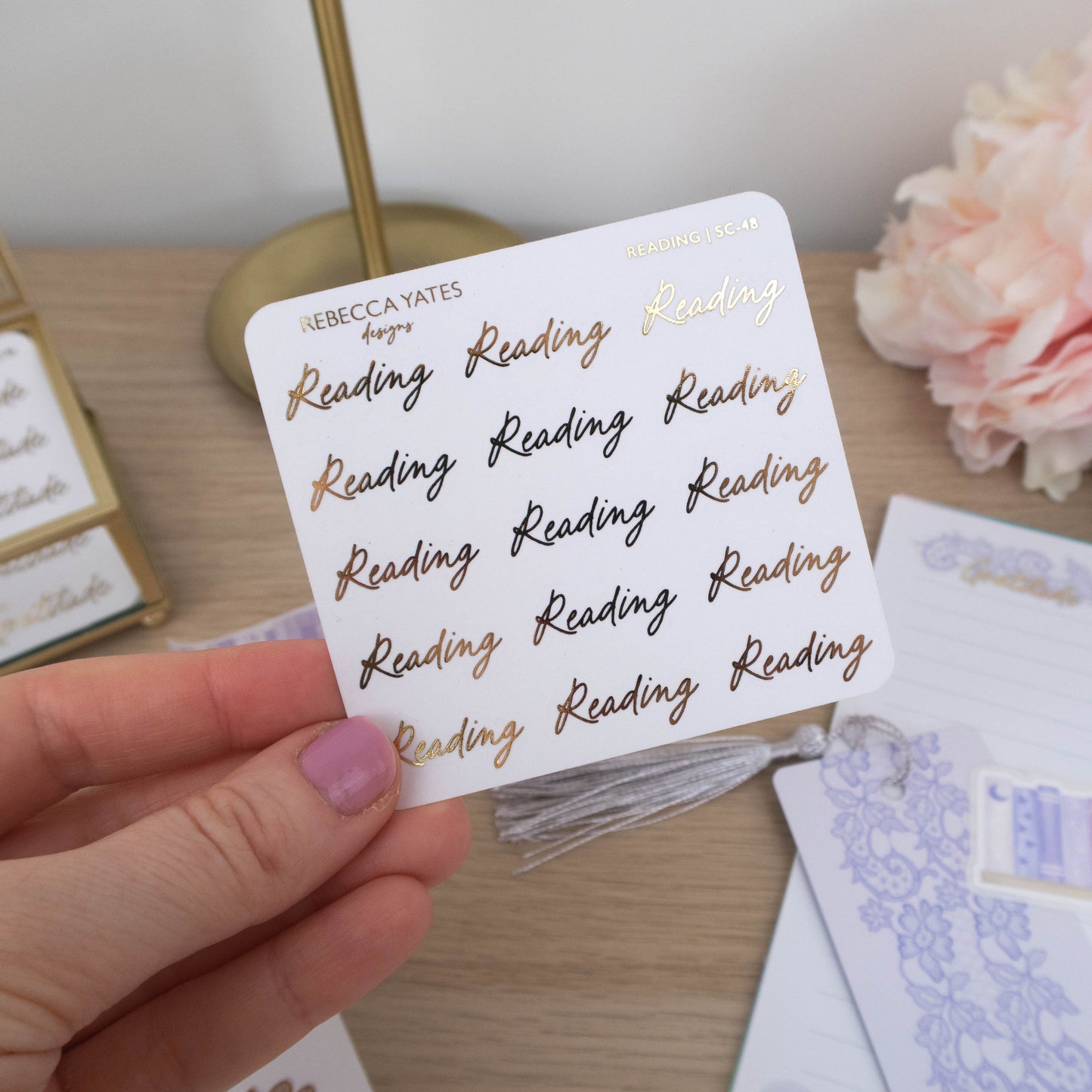 READING - FOILED SCRIPT STICKERS - Rebecca Yates