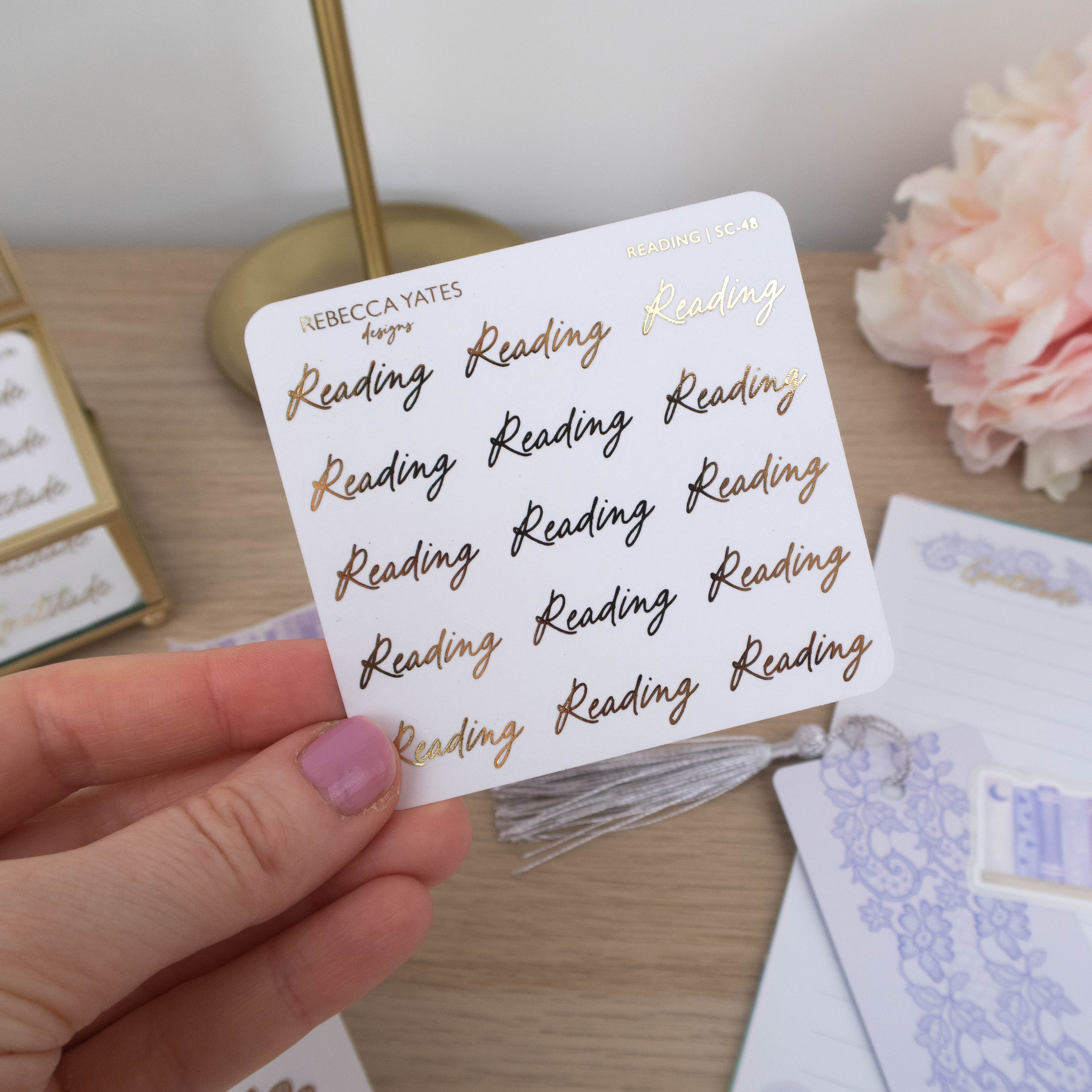 READING - FOILED SCRIPT STICKERS - Rebecca Yates