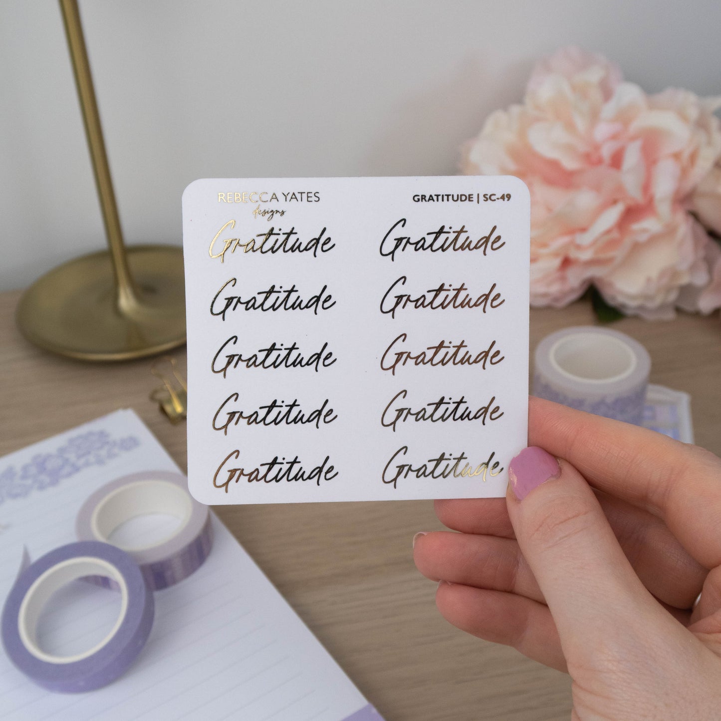 GRATITUDE - FOILED SCRIPT STICKERS - Rebecca Yates