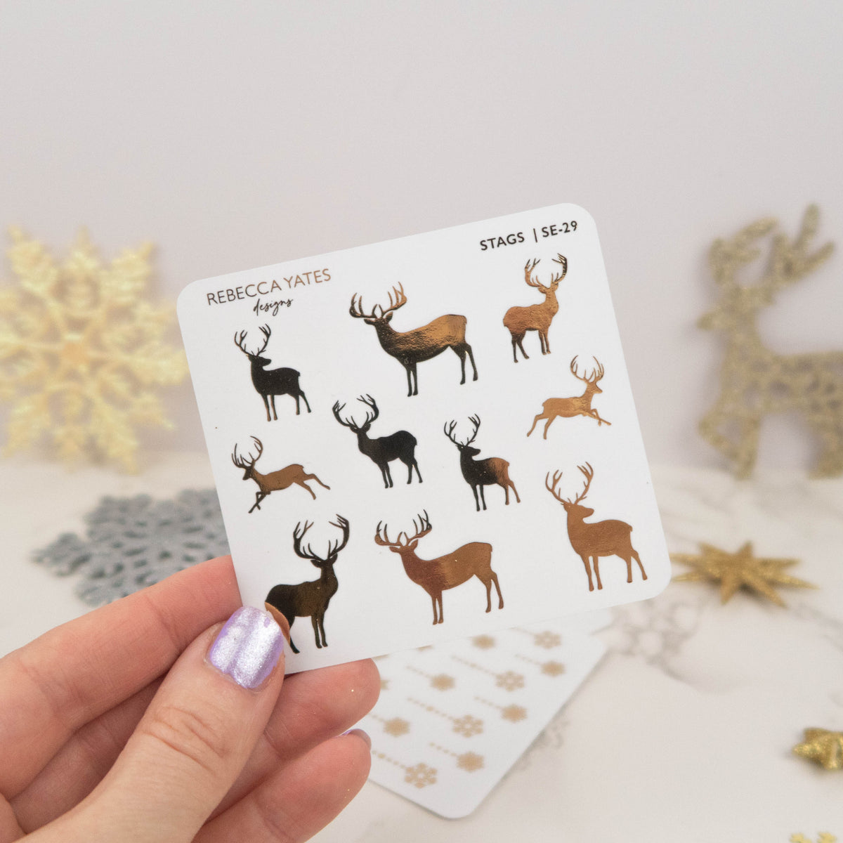 WINTER STAGS - FOILED PLANNER STICKERS - Rebecca Yates