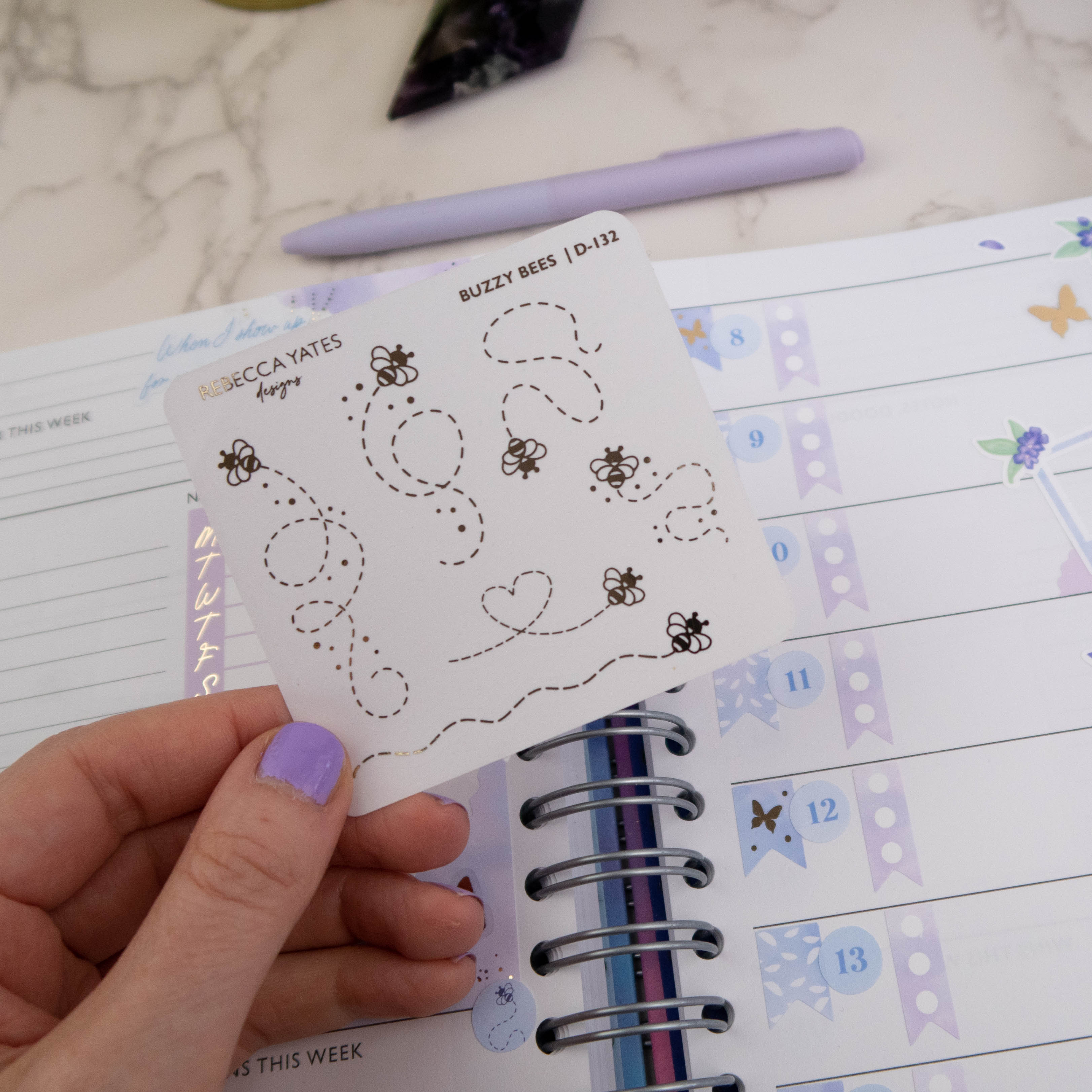 BUZZY BEES - FOILED STICKER SHEET - Rebecca Yates
