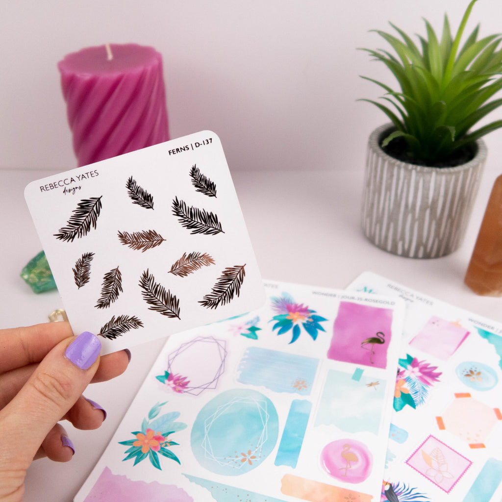 FERNS - FOILED STICKER SHEET - Rebecca Yates