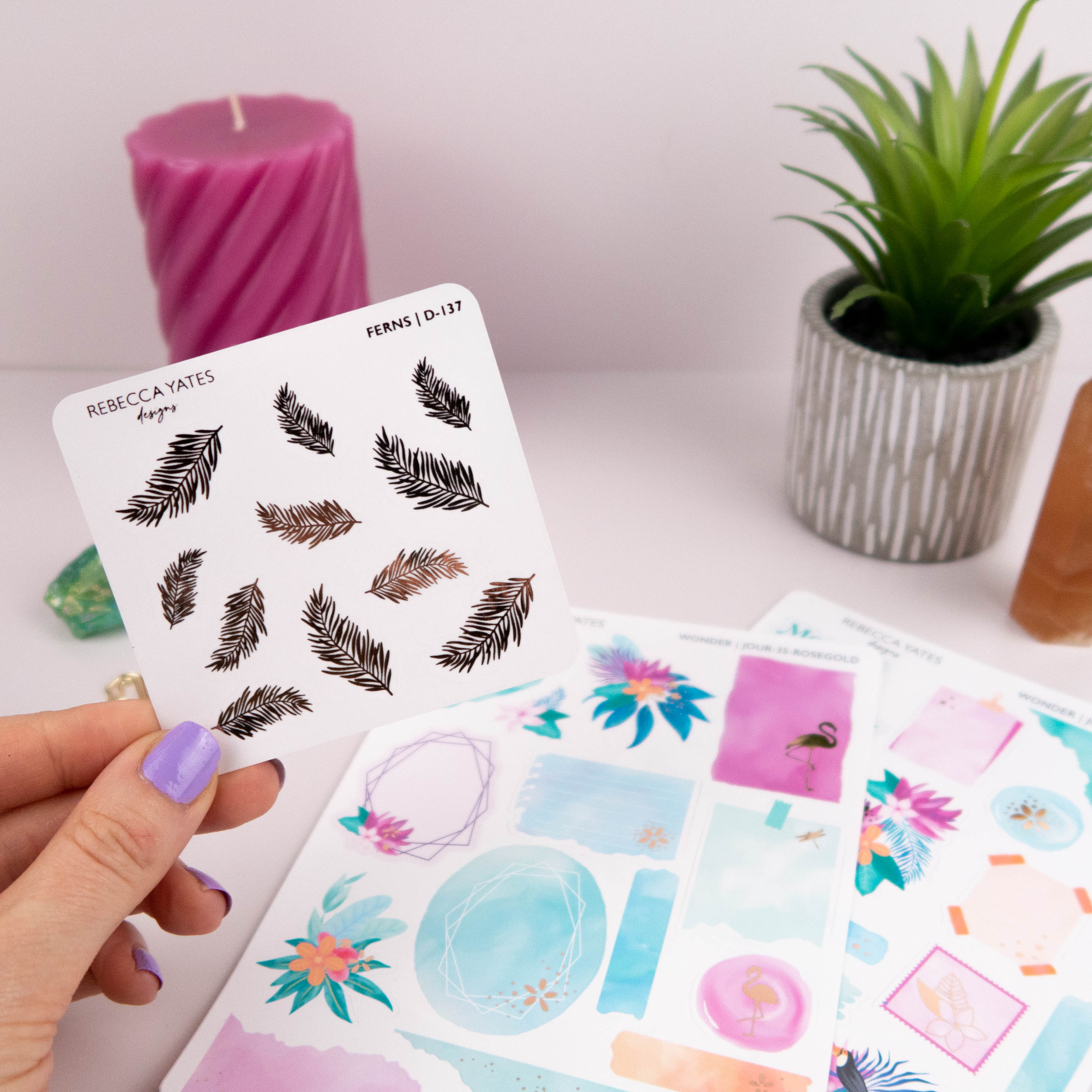 FERNS - FOILED STICKER SHEET - Rebecca Yates