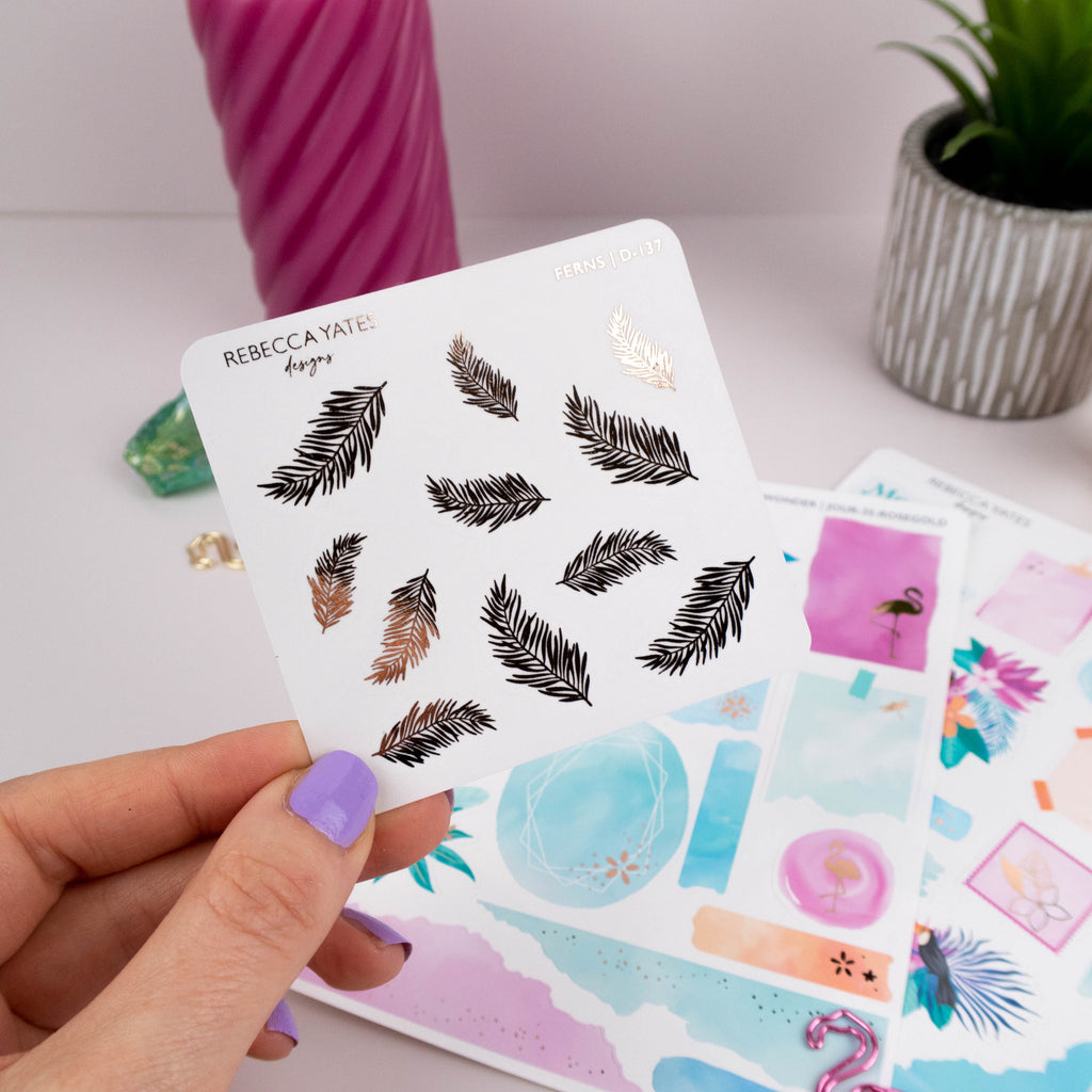 FERNS - FOILED STICKER SHEET - Rebecca Yates
