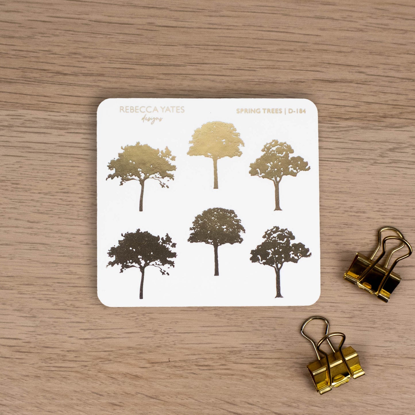 SPRING TREES - FOILED STICKER SHEET - Rebecca Yates