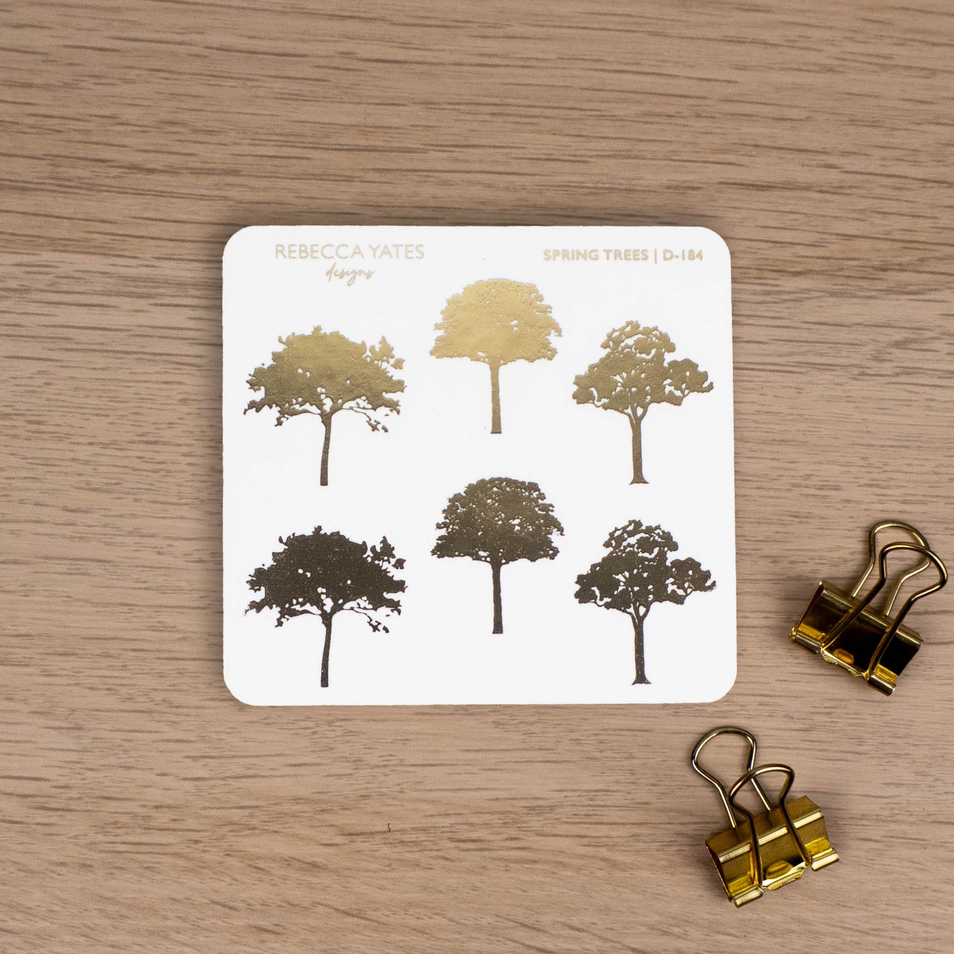 SPRING TREES - FOILED STICKER SHEET - Rebecca Yates