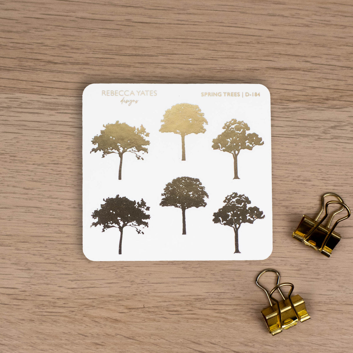 SPRING TREES - FOILED STICKER SHEET - Rebecca Yates
