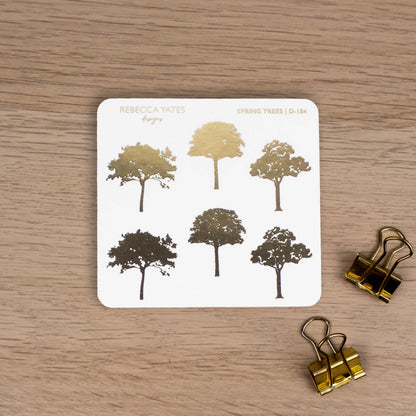 SPRING TREES - FOILED STICKER SHEET - Rebecca Yates