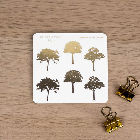 SPRING TREES - FOILED STICKER SHEET - Rebecca Yates