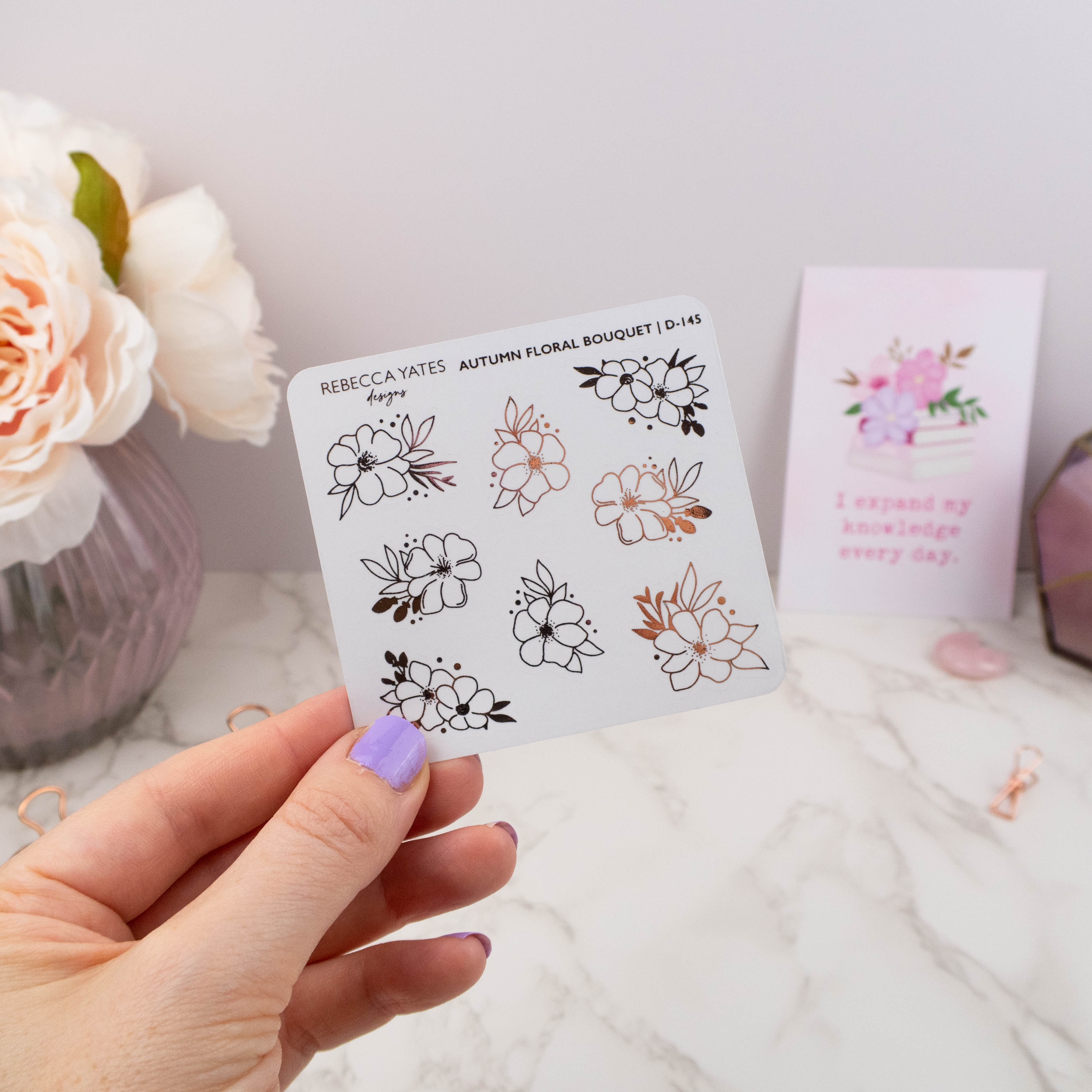AUTUMN FLORAL BOUQUETS - FOILED STICKER SHEET - Rebecca Yates