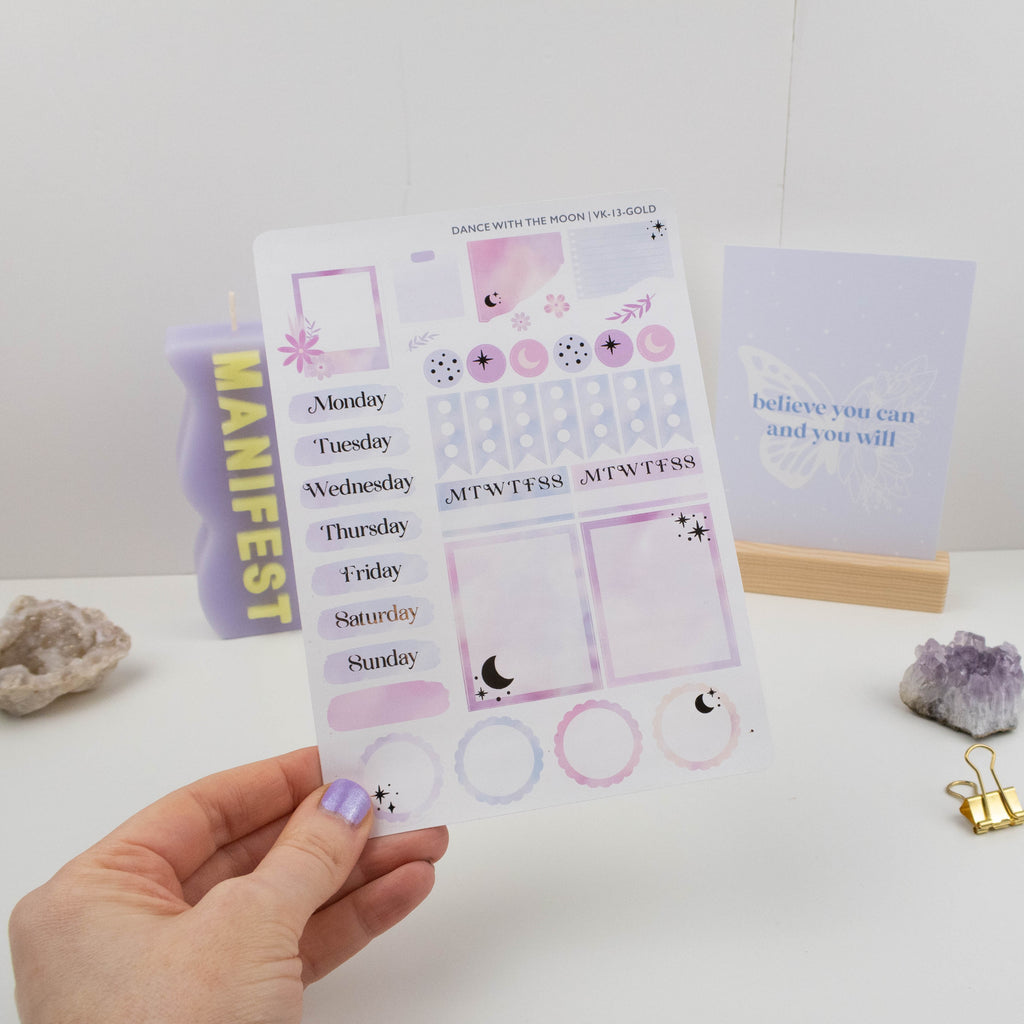 DANCE WITH THE MOON - VERTICAL PLANNER WEEKLY KIT - Rebecca Yates