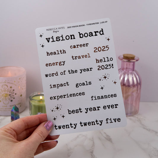 VISION BOARD STICKER SHEET (TYPEWRITER)