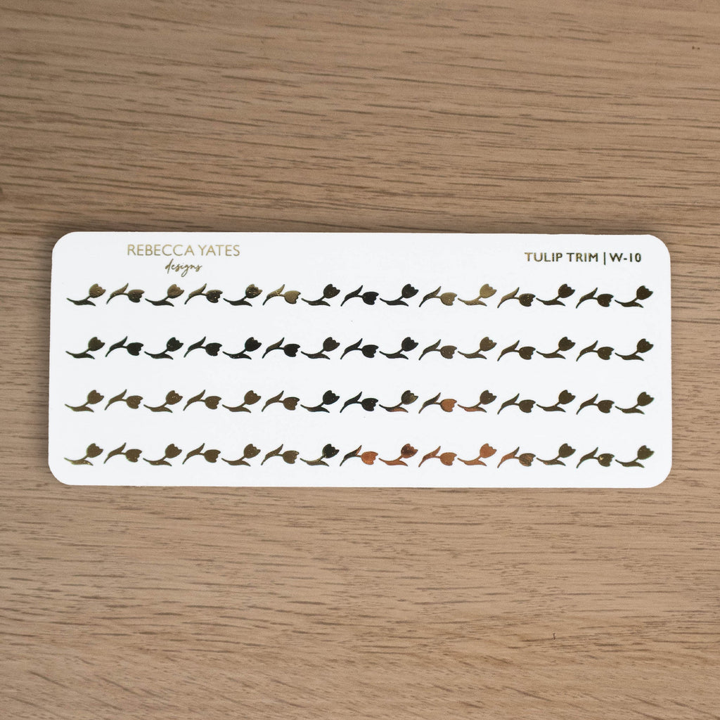 SPRING TULIPS TRIM - FOILED WASHI STYLE STICKERS - W-10