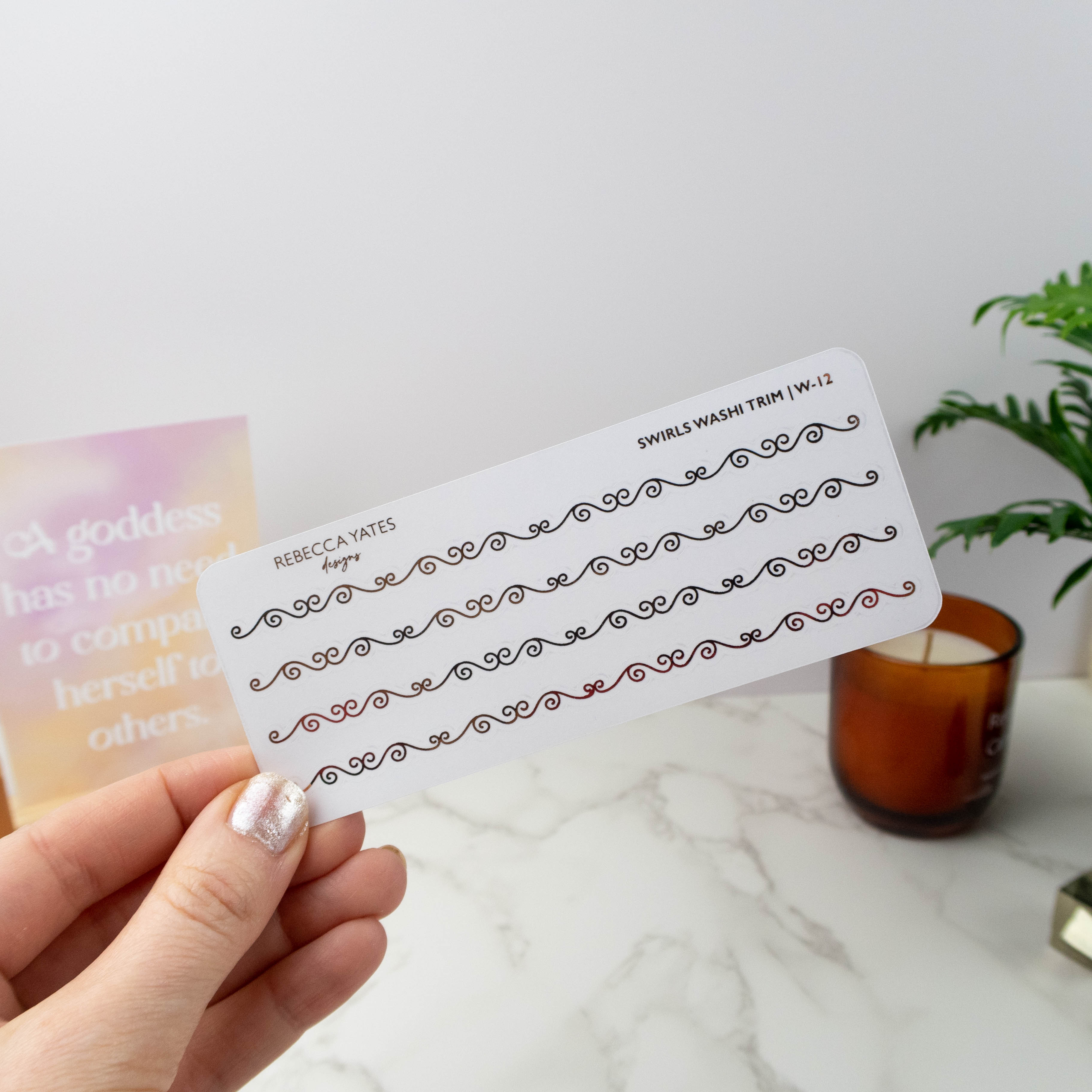 SWIRLS WASHI TRIM - FOILED STICKERS - Rebecca Yates
