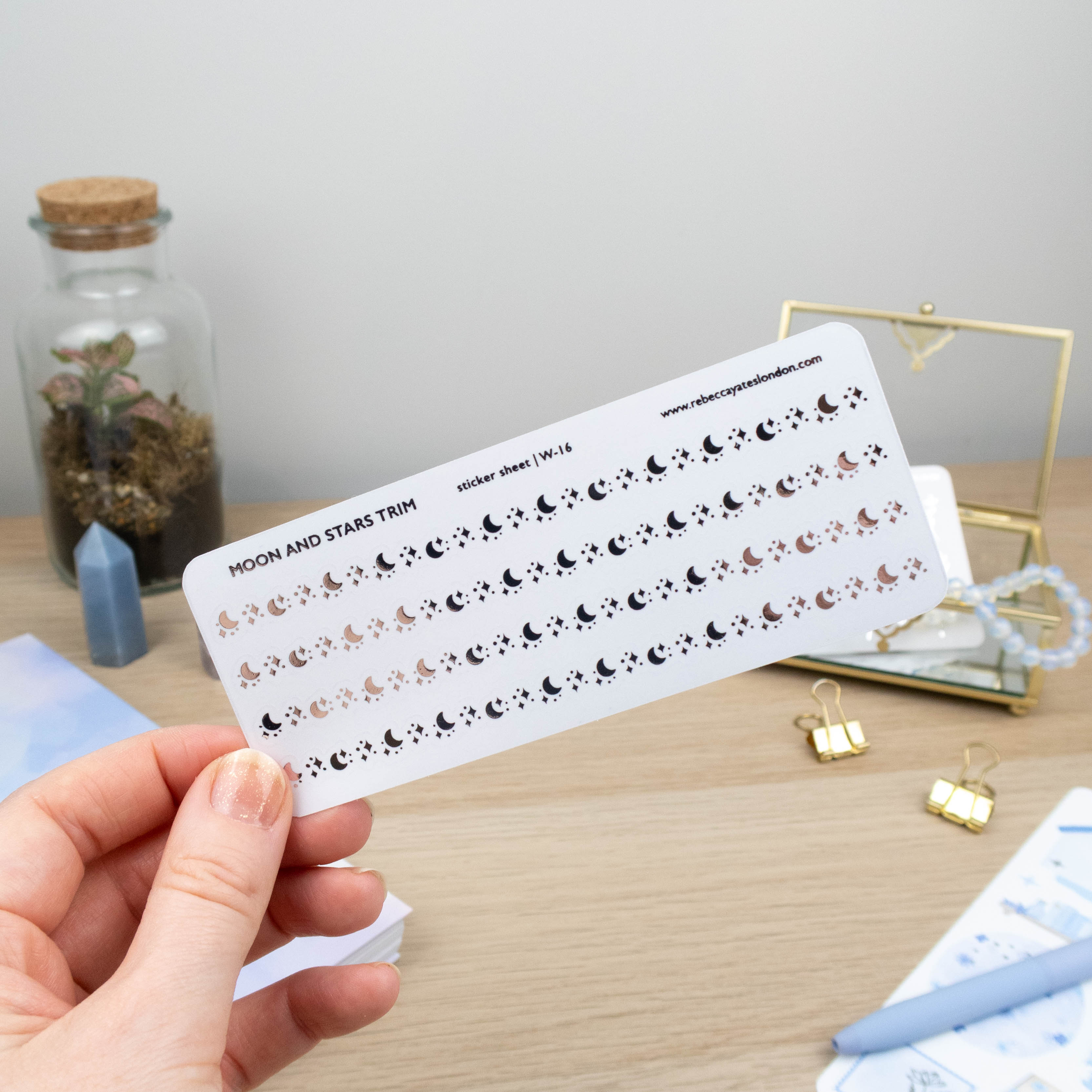 MOON AND STARS TRIM - FOILED PLANNER STICKERS - Rebecca Yates