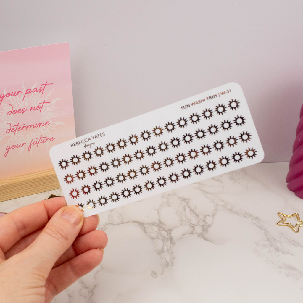 MINI SUN WASHI TRIM - FOILED PLANNER STICKERS - Rebecca Yates