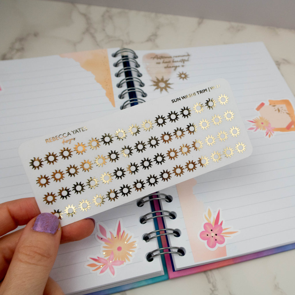 MINI SUN WASHI TRIM - FOILED PLANNER STICKERS - Rebecca Yates