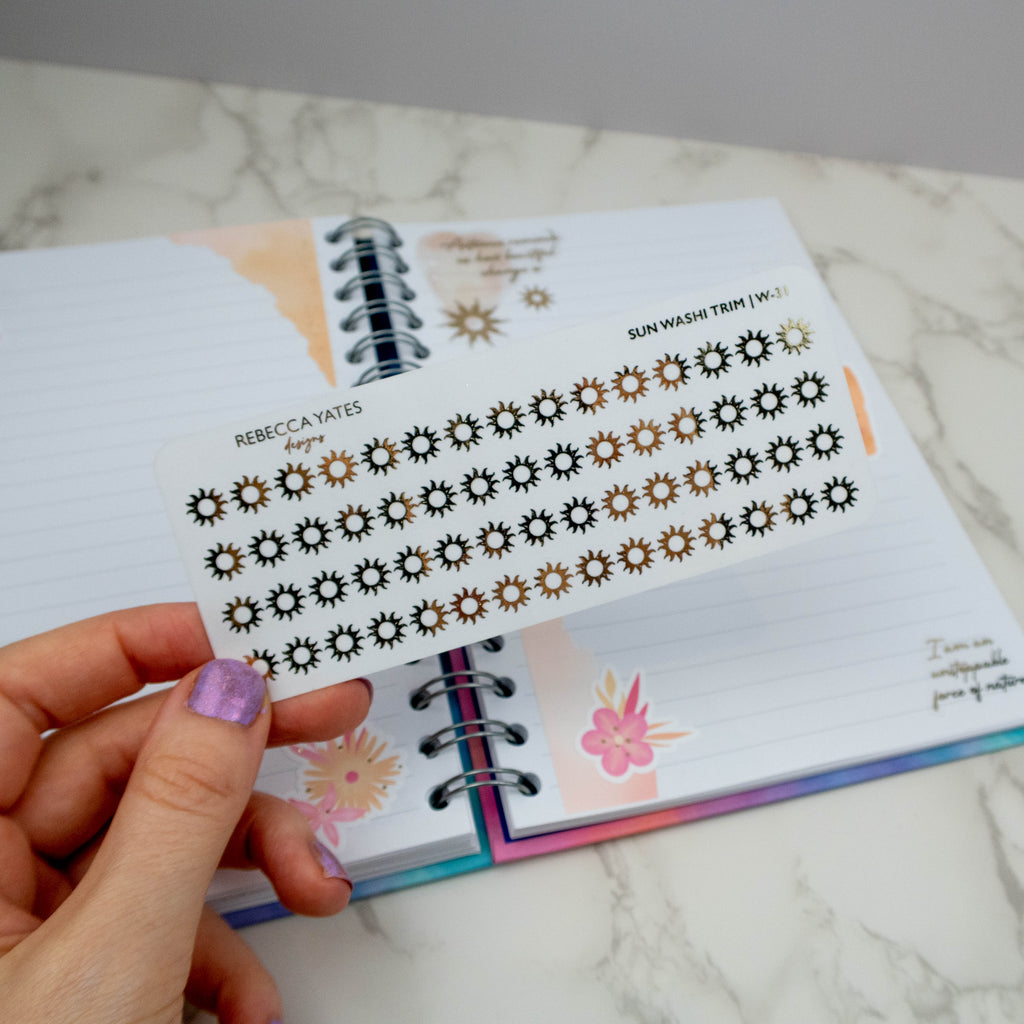 MINI SUN WASHI TRIM - FOILED PLANNER STICKERS - Rebecca Yates