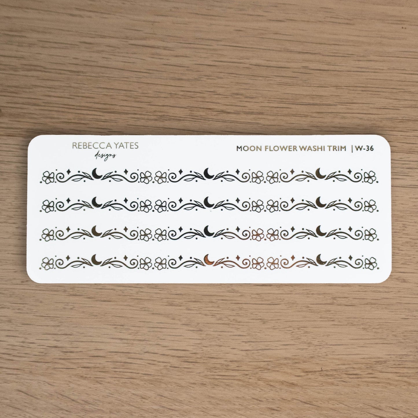 MOON FLOWER WASHI TRIM - FOILED PLANNER STICKERS - W-36