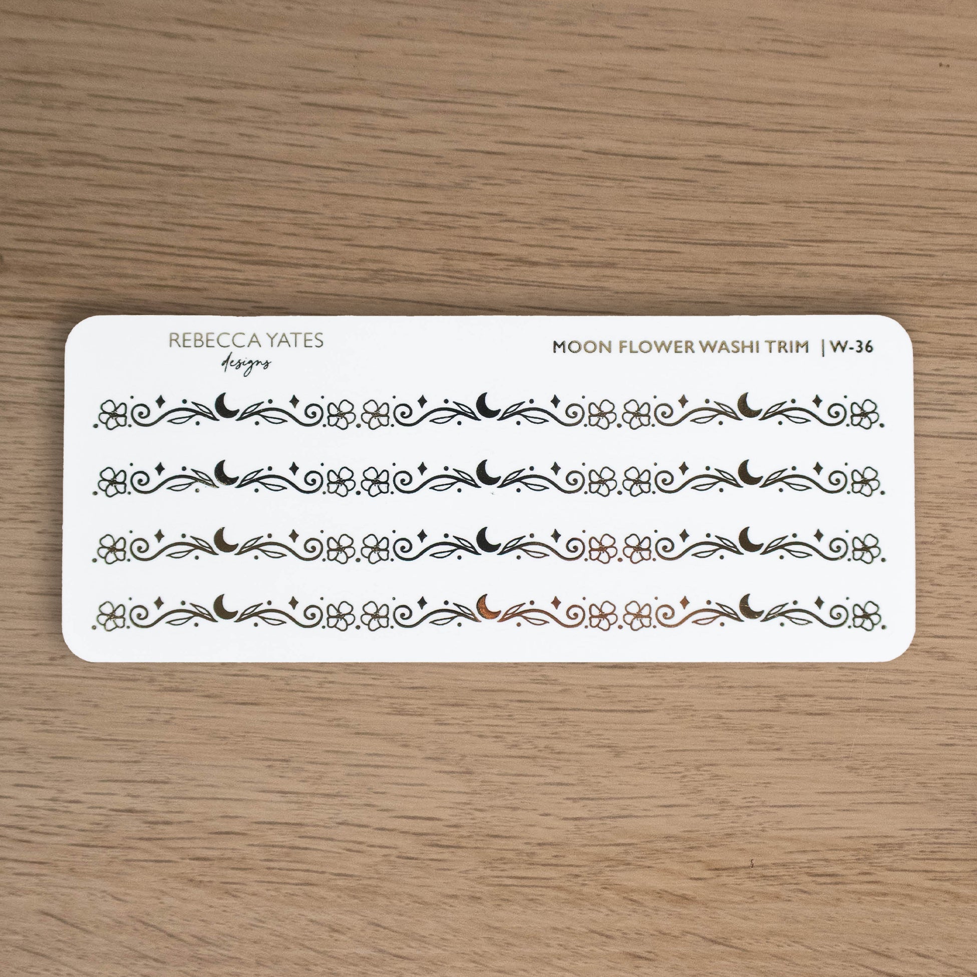 MOON FLOWER WASHI TRIM - FOILED PLANNER STICKERS - W-36