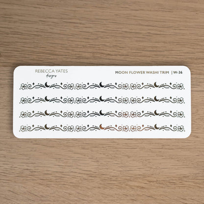 MOON FLOWER WASHI TRIM - FOILED PLANNER STICKERS - W-36