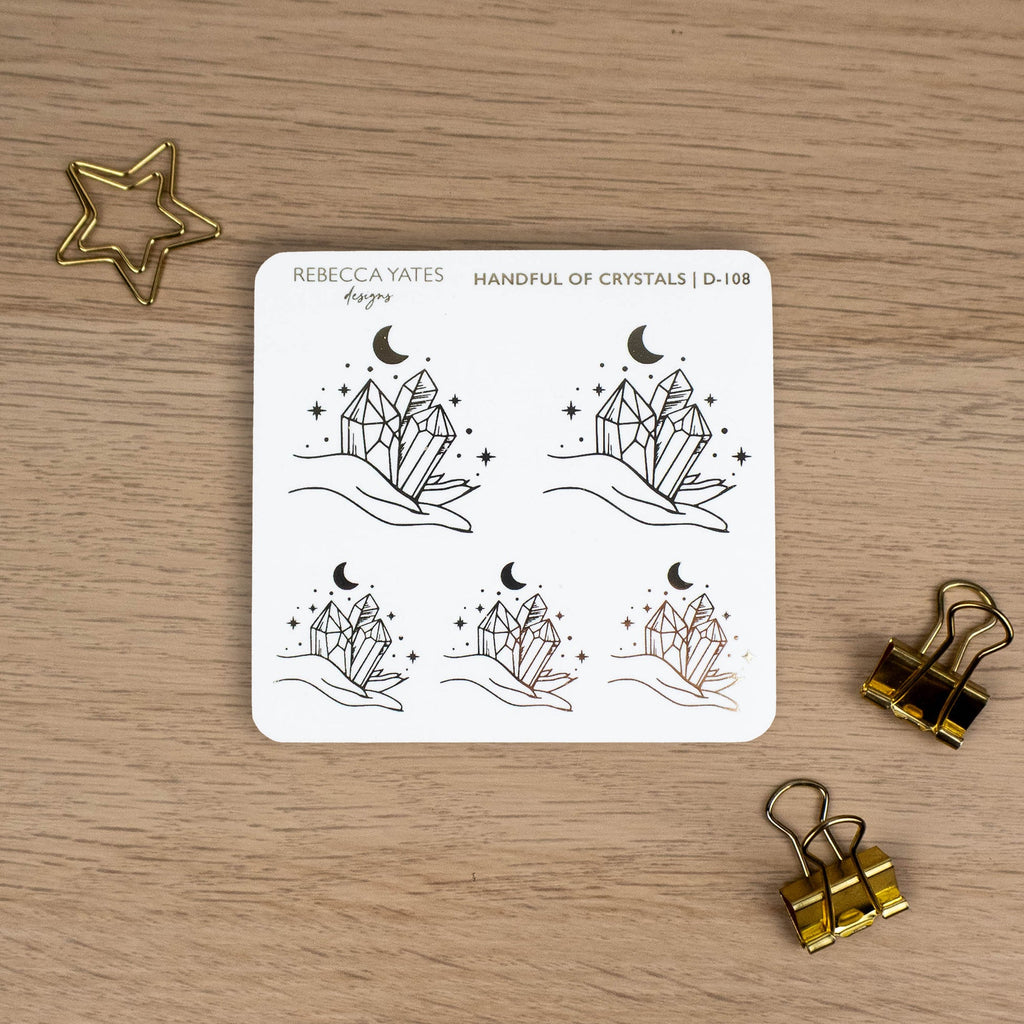 HANDFULS OF CRYSTALS - FOILED STICKER SHEET - Rebecca Yates