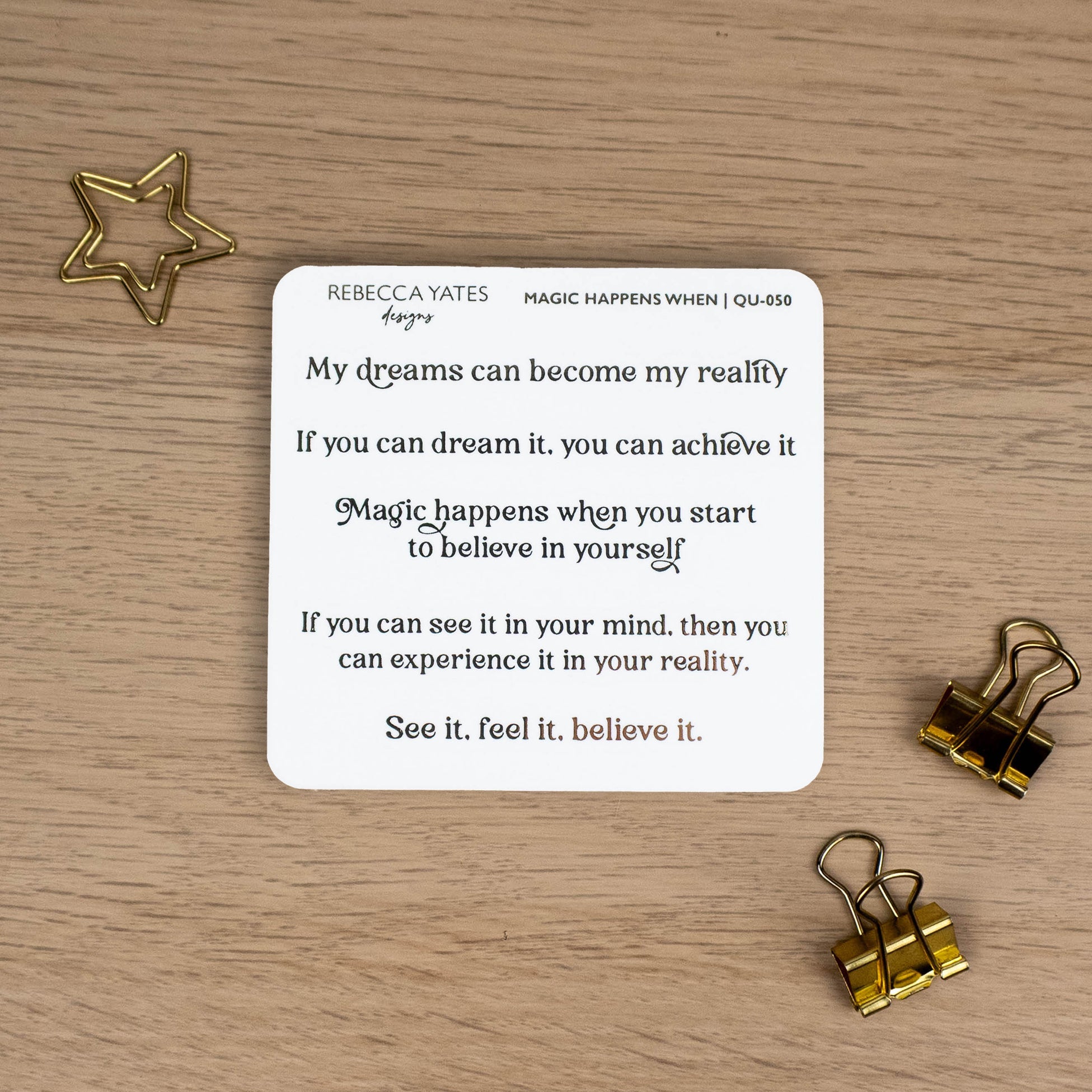 MAGIC HAPPENS WHEN - FOILED QUOTES STICKER SHEET - Rebecca Yates