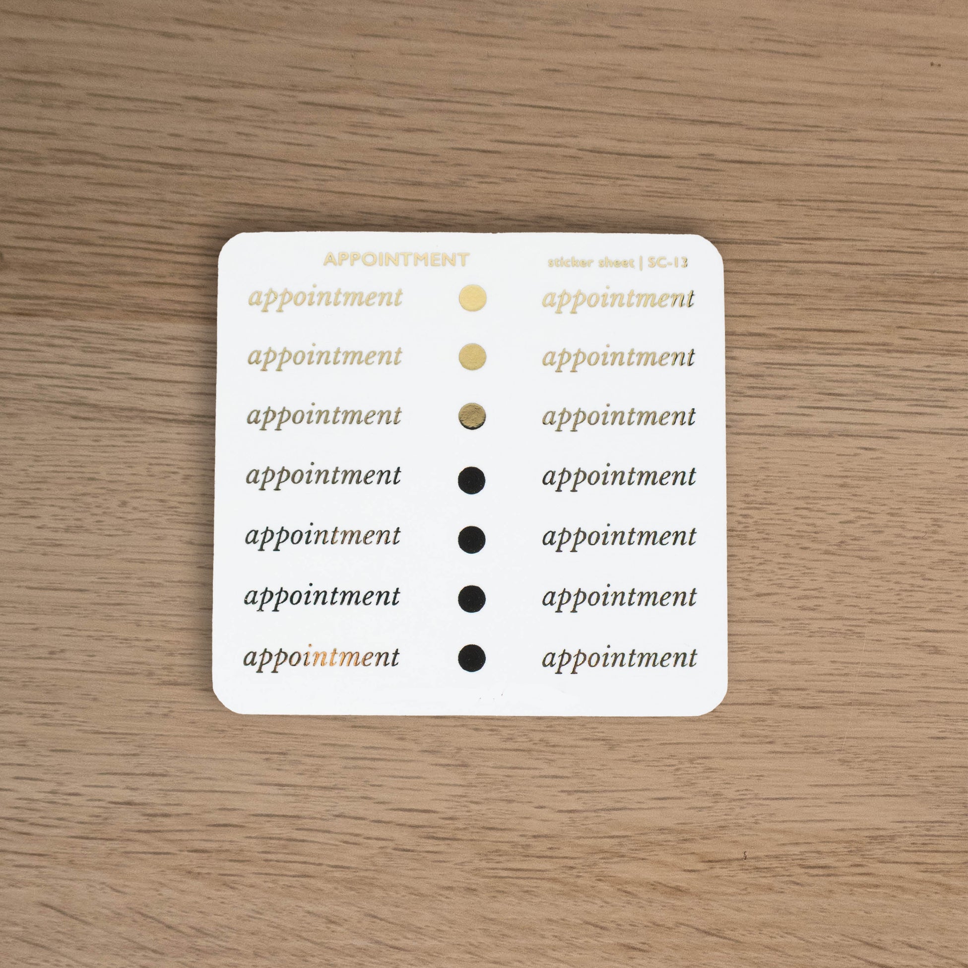 APPOINTMENT - FOILED SCRIPT STICKERS - Rebecca Yates