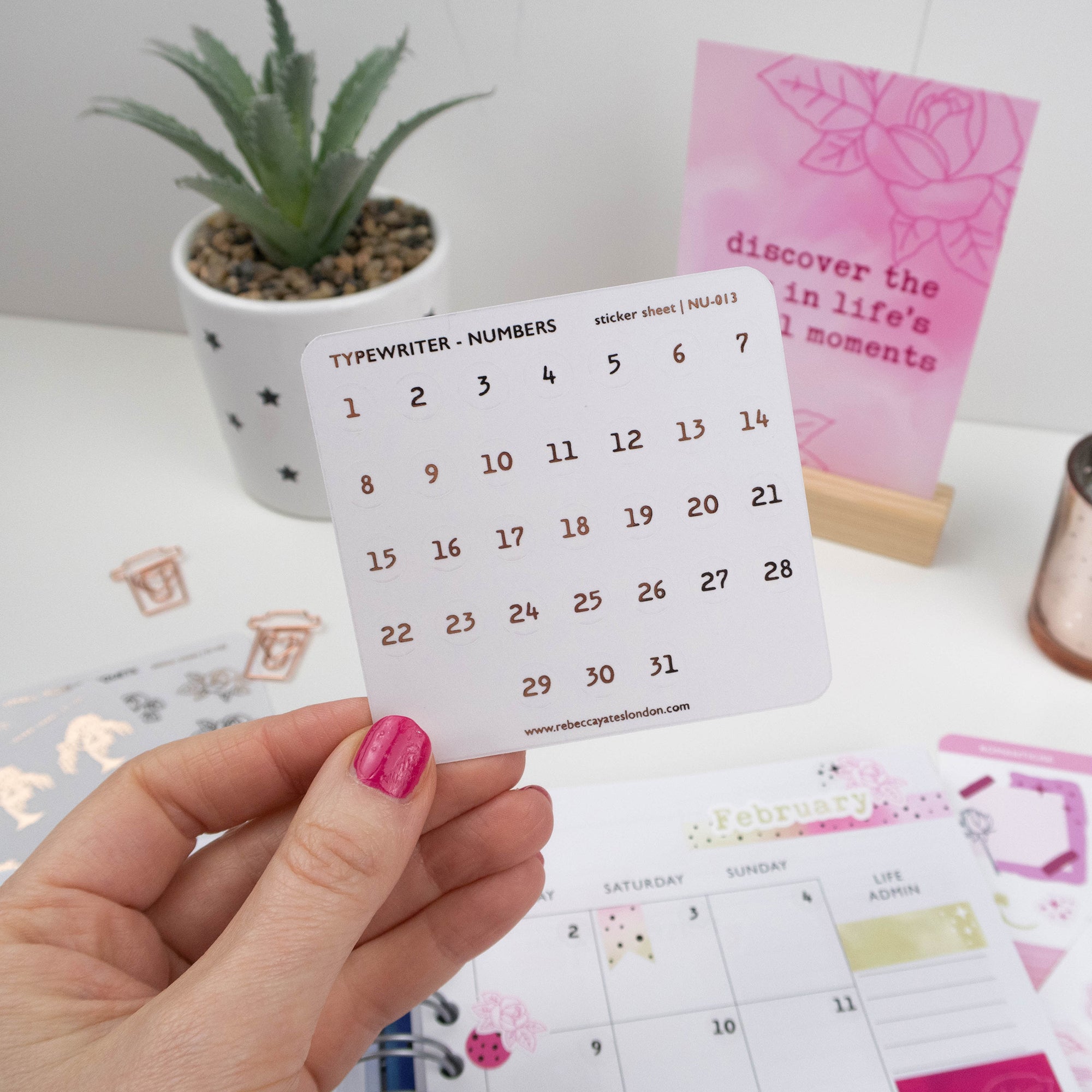 TYPEWRITER NUMBERS - FOILED PLANNER STICKERS - Rebecca Yates