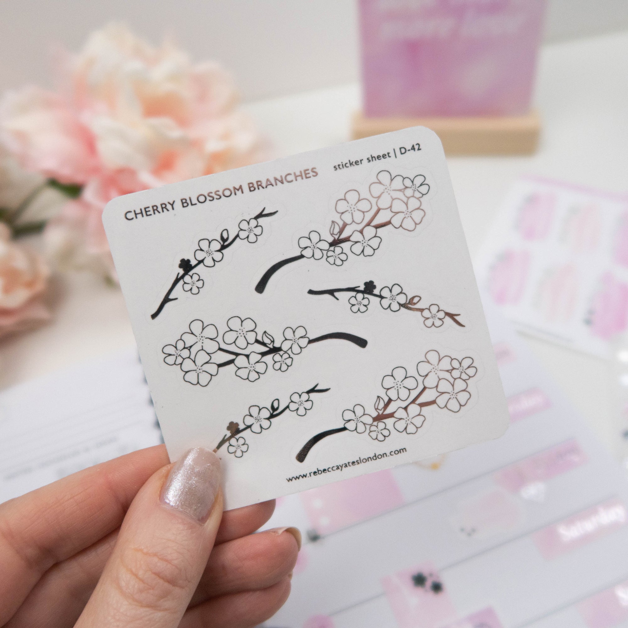 CHERRY BLOSSOM BRANCHES - FOILED PLANNER STICKERS - Rebecca Yates