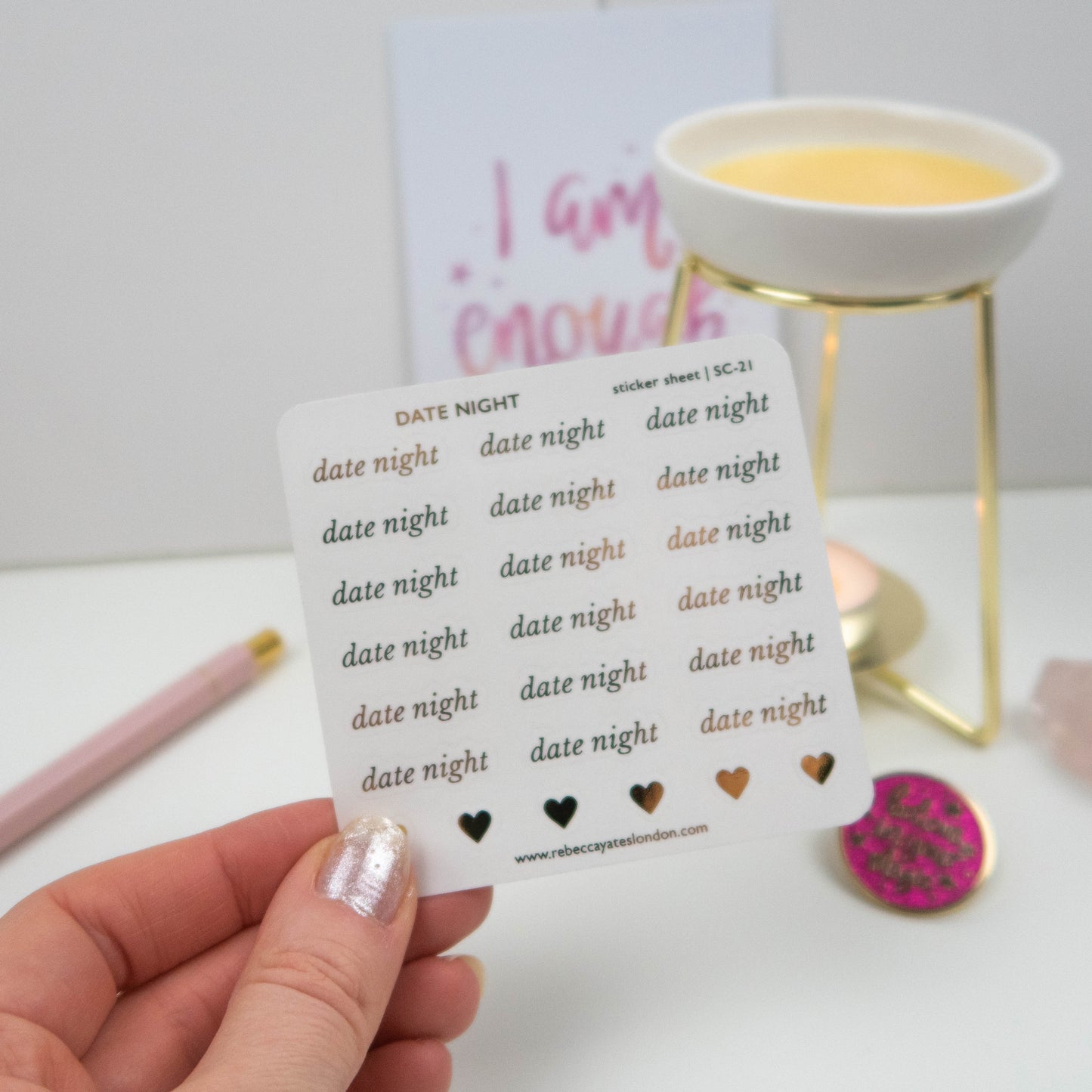 DATE NIGHT - FOILED SCRIPT STICKERS