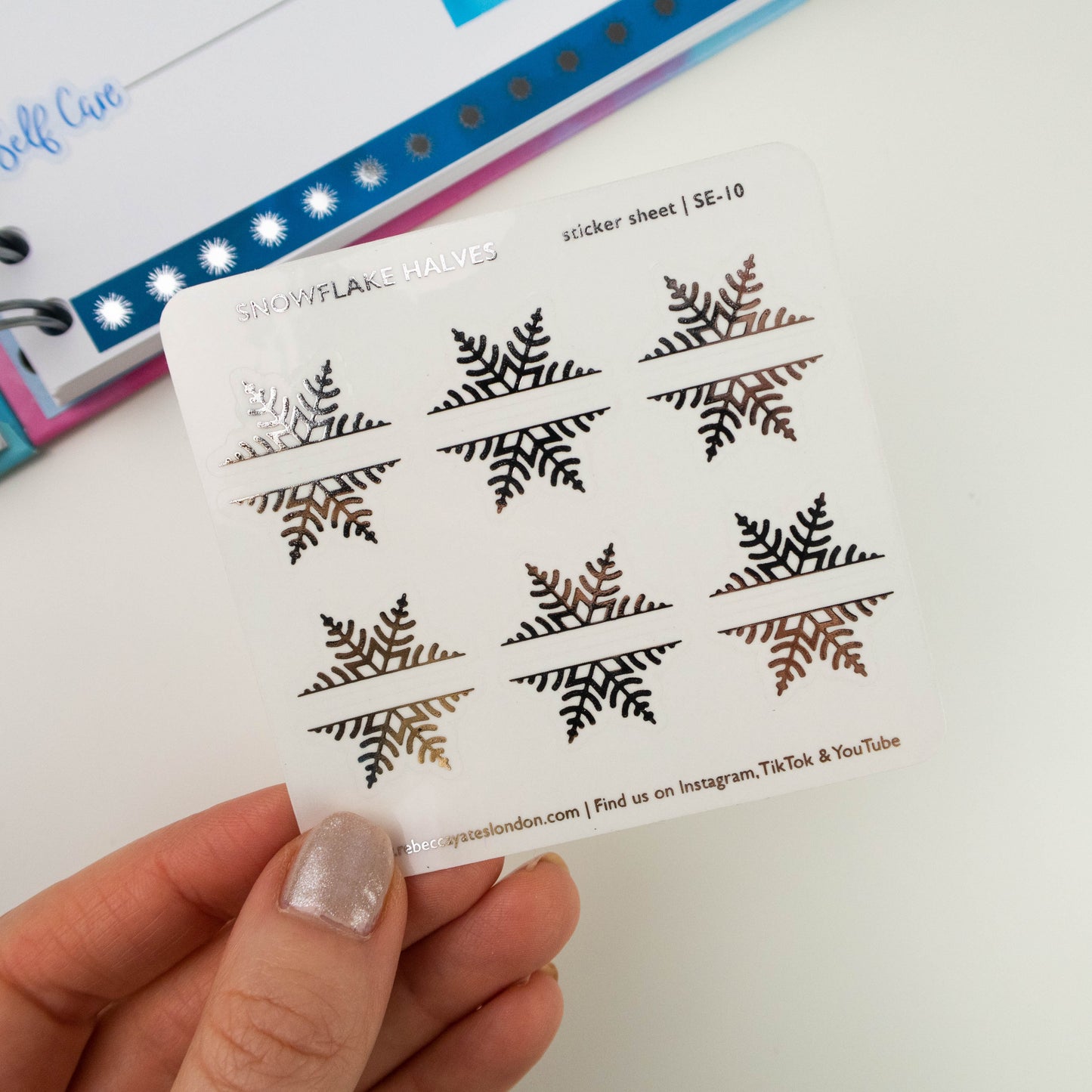 SNOWFLAKE HALVES 1 - FOILED PLANNER STICKERS