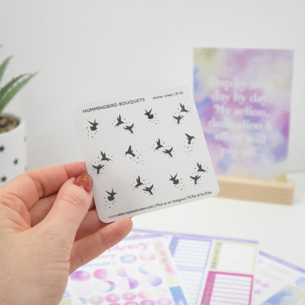 HUMMINGBIRD BOUQUETS - FOILED PLANNER STICKERS - Rebecca Yates