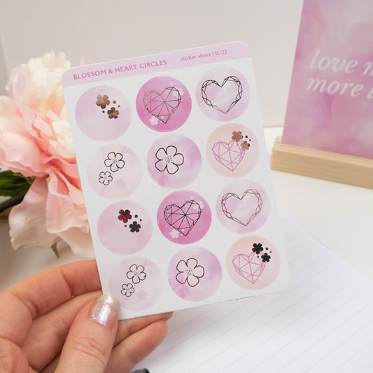 BLOSSOM & HEART CIRCLES - STICKER SHEET