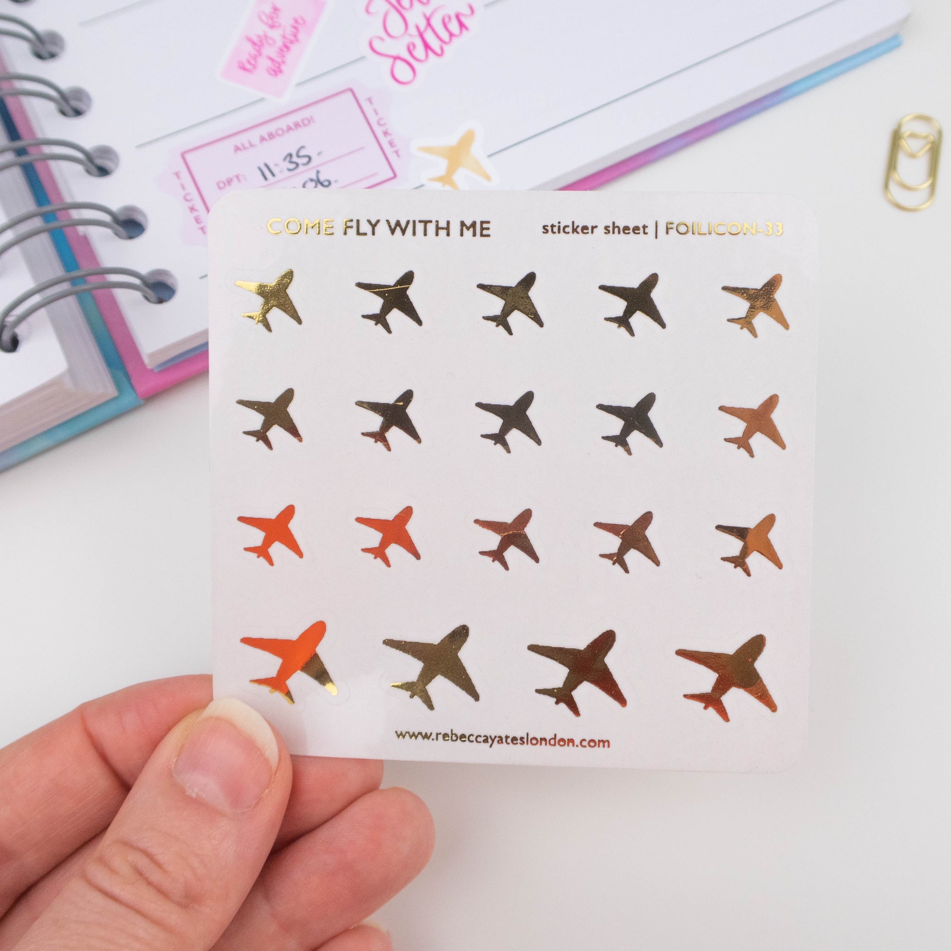 COME FLY WITH ME - FOILED PLANNER STICKERS - Rebecca Yates